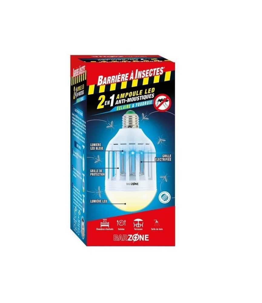 Barrière à Insectes - Ampoule LED anti-moustiques 2 en 1 - Barzone - 45 m² - BARRIERE A INSECTES Barrière à Insectes - Ampoule LED anti-moustiques 2 en 1 - Barzone - 45 m² - BARRIERE A INSECTES
