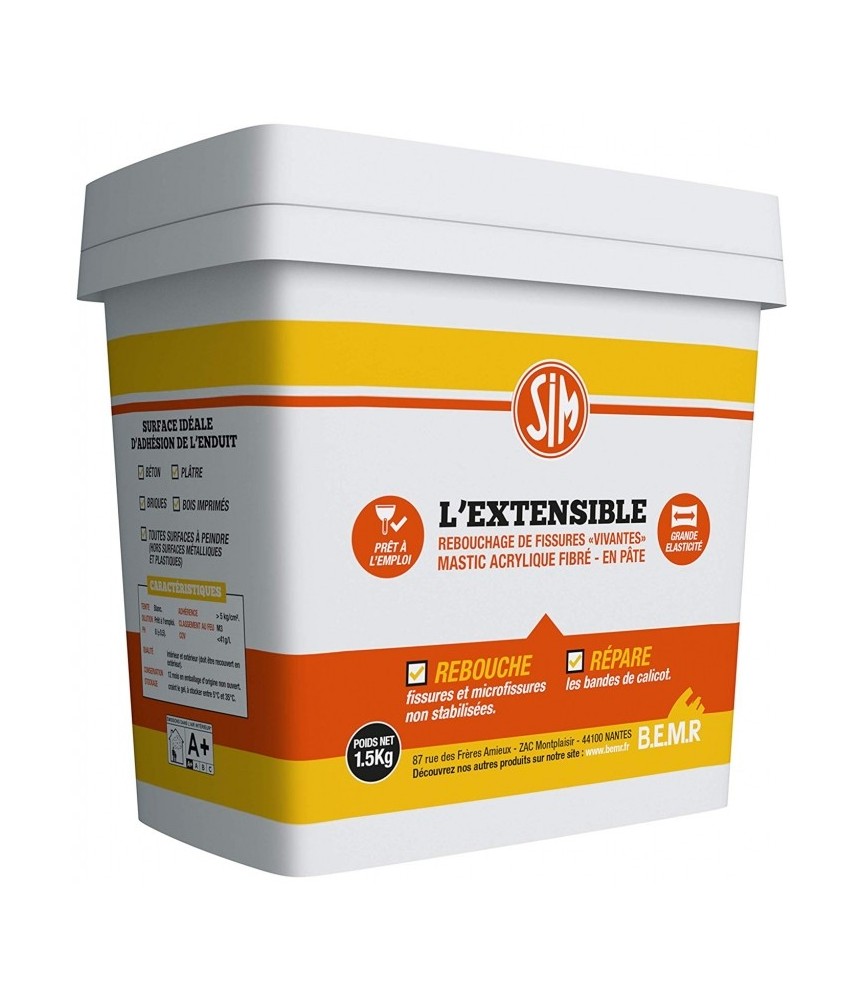 Enduit de rebouchage et de réparation extérieur - L'Extensible - 1Kg - SIM Enduit de rebouchage et de réparation extérieur - L'Extensible - 1Kg - SIM