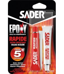Colle époxy rapide - 2 tubes 15 ml - SADER