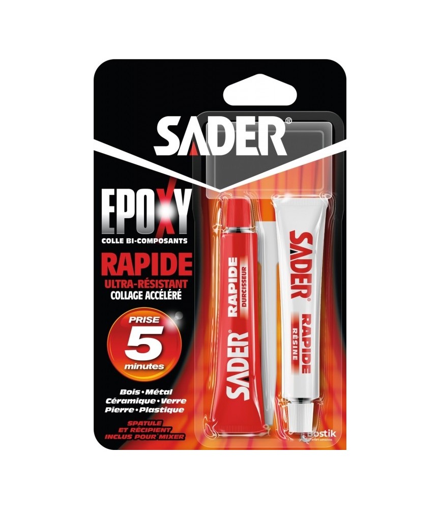 Colle époxy rapide - 2 tubes 15 ml - SADER