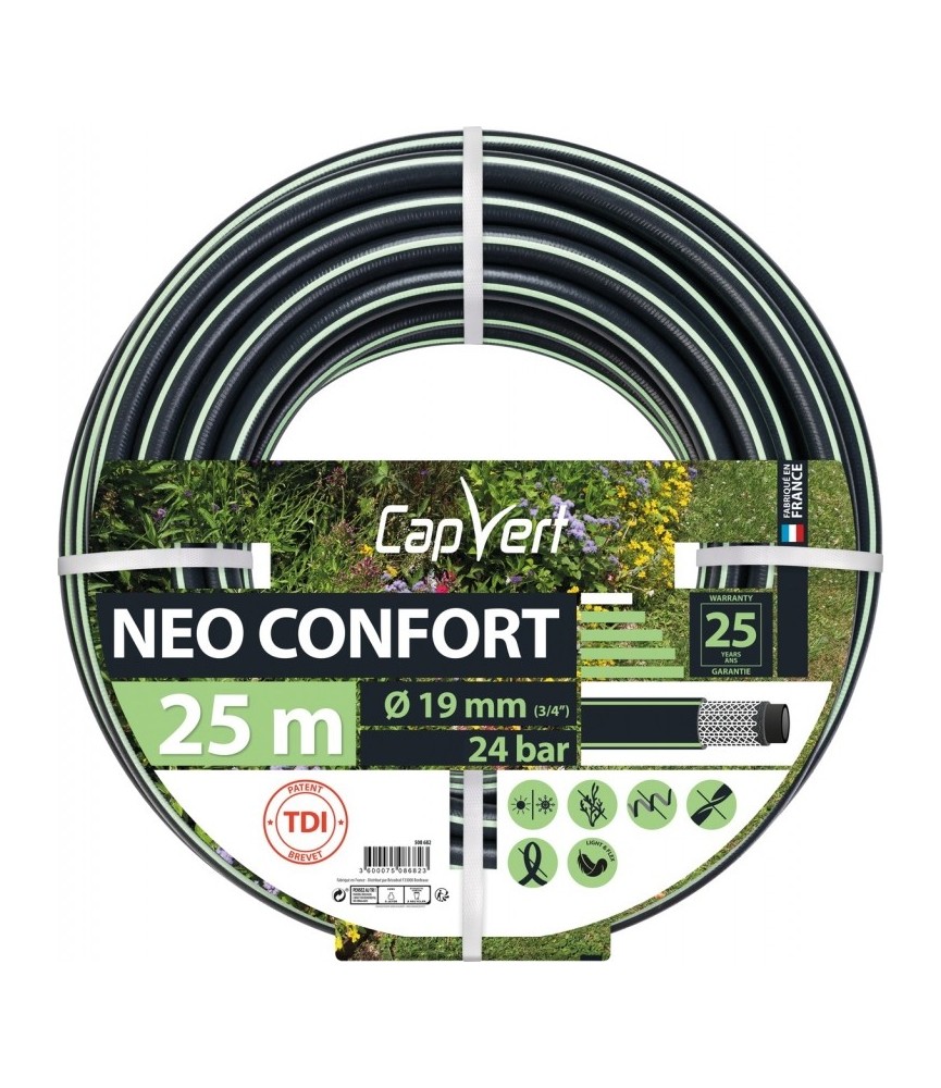 Tuyau d'arrosage Neo confort - 5 couches - 19 x 50 M - CAP VERT Tuyau d'arrosage Neo confort - 5 couches - 19 x 50 M - CAP VERT