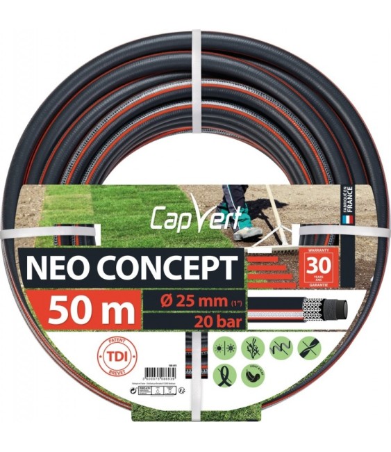 Tuyau d'arrosage Neo concept - 6 couches - 25 x 50 M - CAP VERT
