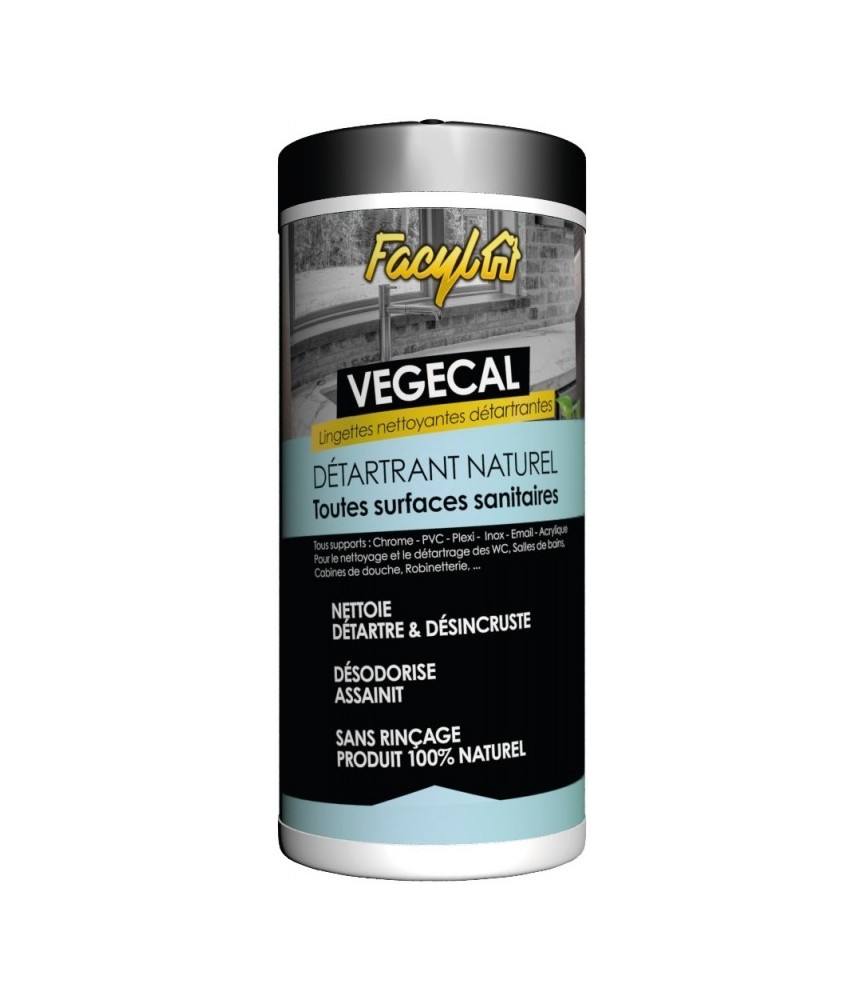 Lingettes détartrantes pour sanitaires - Vegetal - 36 lingettes - FACYL Lingettes détartrantes pour sanitaires - Vegetal - 36 lingettes - FACYL