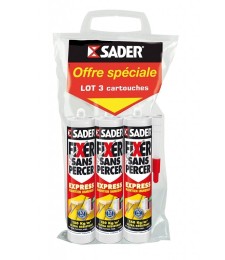 Colle de fixation rapide et résistante - Fixer sans percer Express - Lot de 3 cartouches de 310 ml - SADER