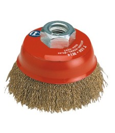 Brosse conique - Coupe acier laitonné ondulé -  65 mm - SCID