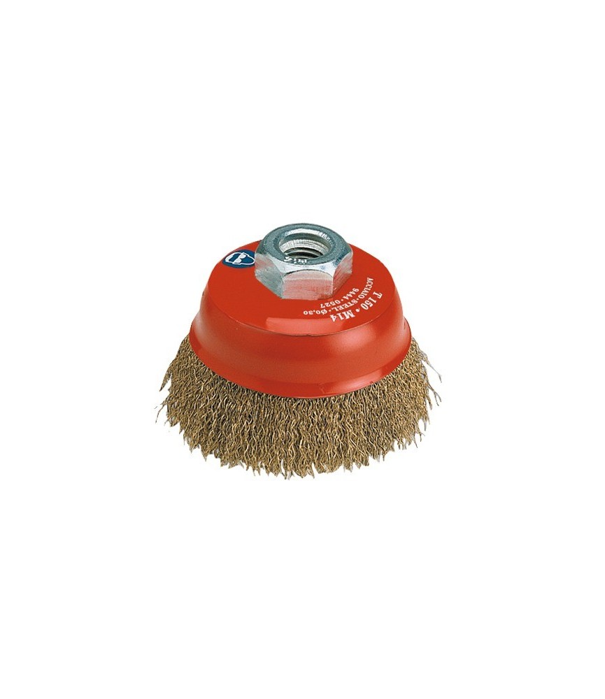 Brosse conique - Coupe acier laitonné ondulé -  65 mm - SCID