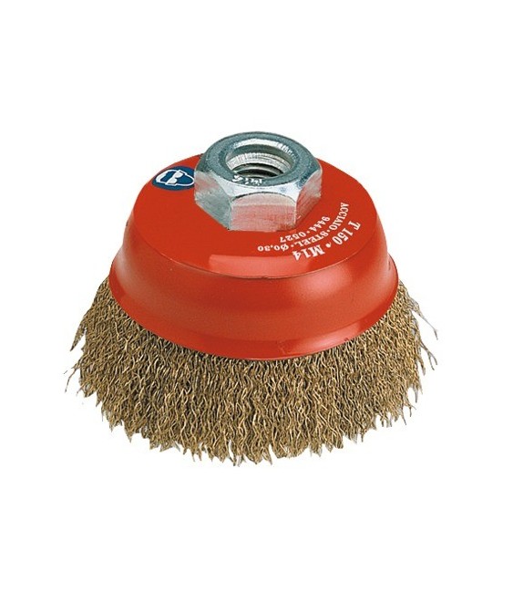 Brosse conique - Coupe acier laitonné ondulé -  65 mm - SCID