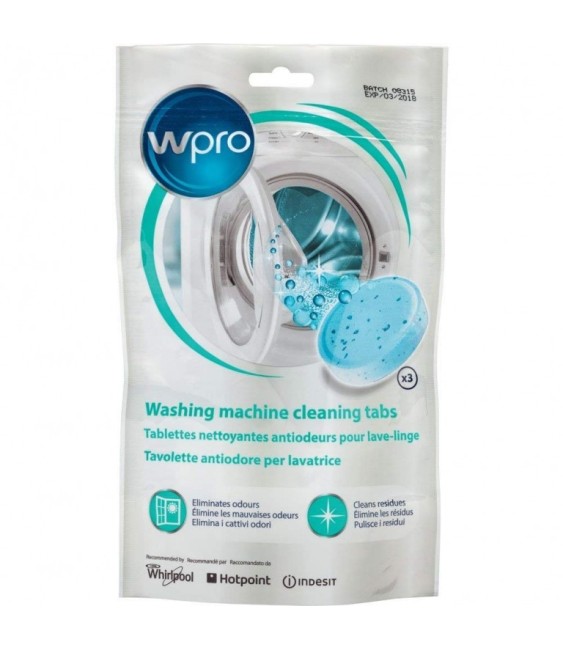 Tablettes nettoyantes anti-odeurs pour lave-linge - 3 tablettes - WPRO