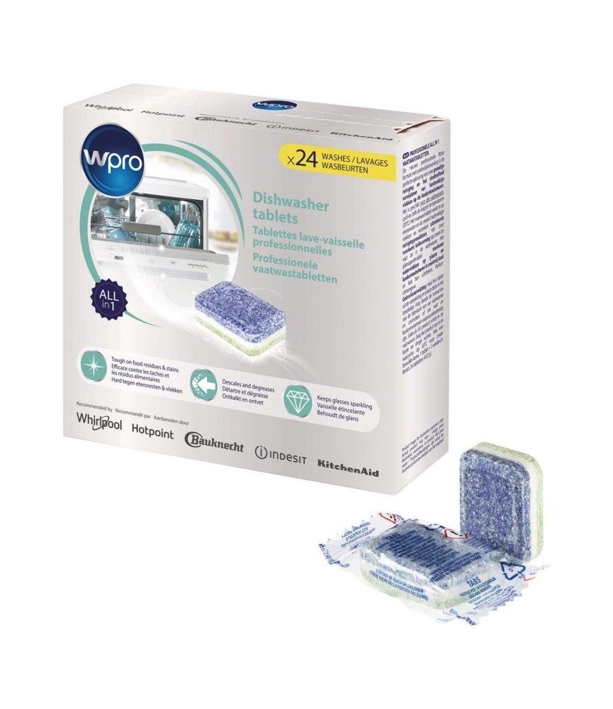 Tablettes professionnelles nettoyantes pour lave-vaisselle - 24 tablettes - WPRO