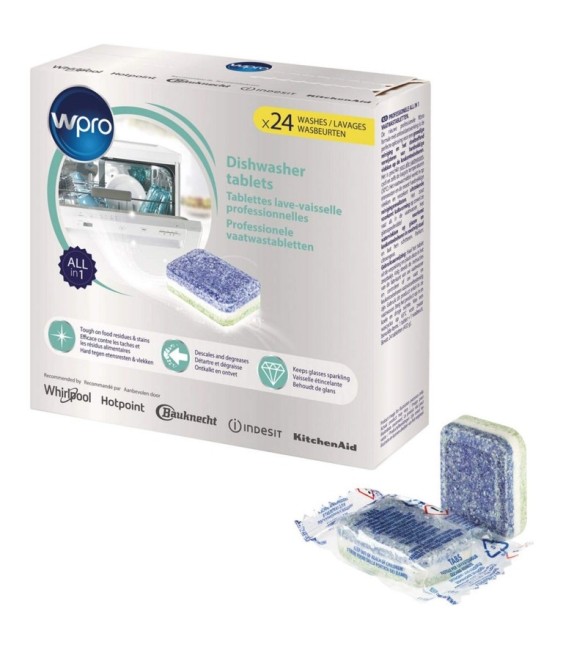 Tablettes professionnelles nettoyantes pour lave-vaisselle - 24 tablettes - WPRO