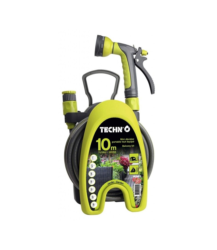 Mini dévidoir portable tout équipé - Vert - 10 M - TECHN'O Mini dévidoir portable tout équipé - Vert - 10 M - TECHN'O