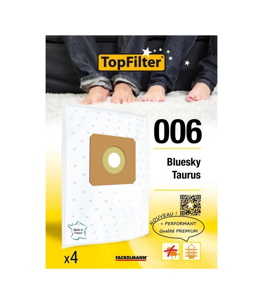 4 Sacs Aspirateur Premium - Bluesky Taurus - Model 006 - TOPFILTER