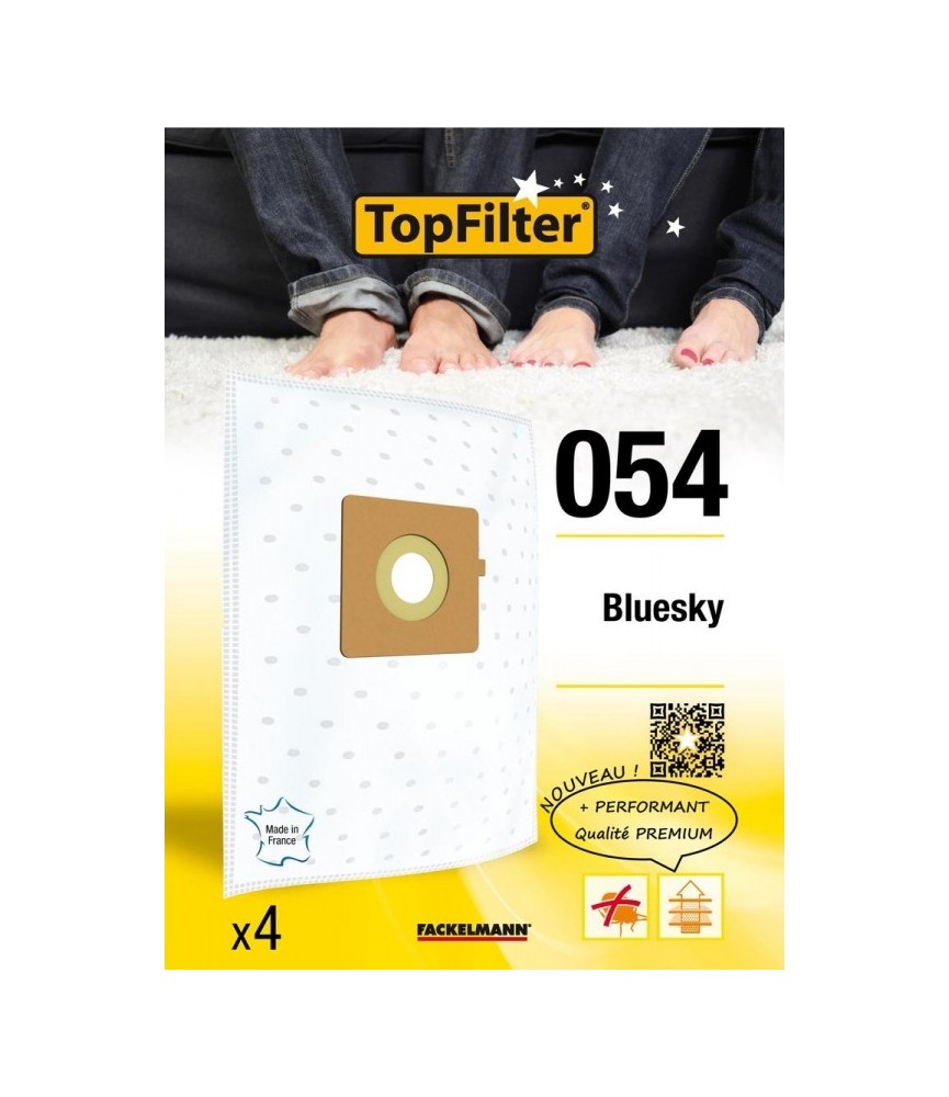 4 Sacs Aspirateur Premium - Bluesky - Model 054 - TOPFILTER