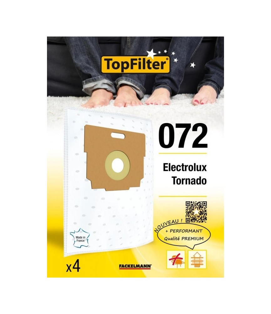 4 Sacs Aspirateur Premium - Electrolux Tornado - Model 072 - TOPFILTER