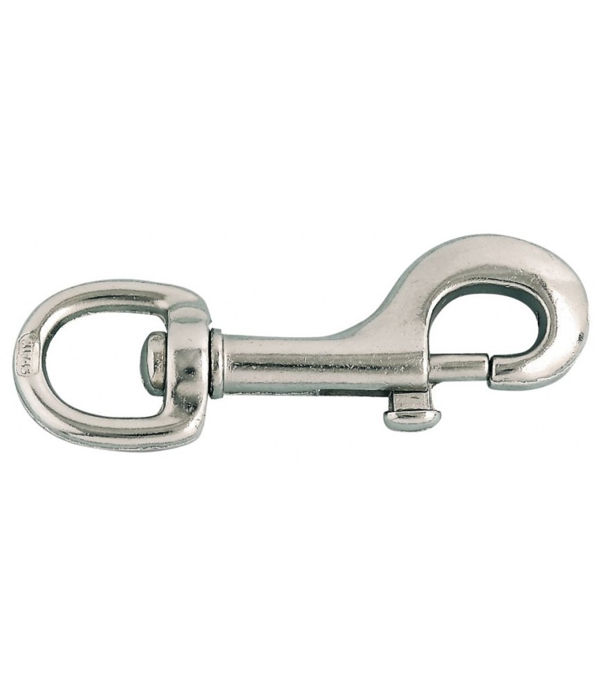 Mousqueton en acier nickelé - A touret - 10 x 63 mm Mousqueton en acier nickelé - A touret - 10 x 63 mm