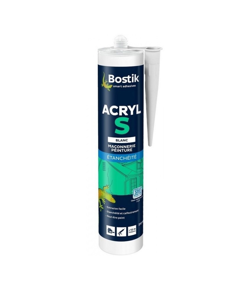 Mastic acrylique d'étanchéité - Acryl S - Blanc - 310 ml - BOSTIK Mastic acrylique d'étanchéité - Acryl S - Blanc - 310 ml - BOSTIK