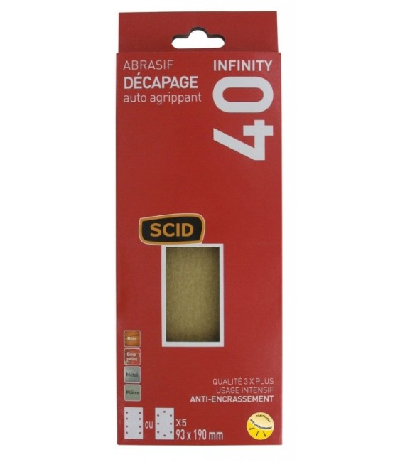 Patin abrasif auto-agrippant Infinity - 93 x 190 mm - Grain 40 - SCID