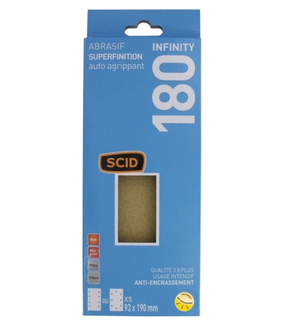 Patin abrasif auto-agrippant Infinity - 93 x 190 mm - Grain 180 - SCID