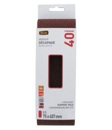 Bande sans fin abrasive - 75 x 457 mm - Grain 40 - Lot de 3 - SCID