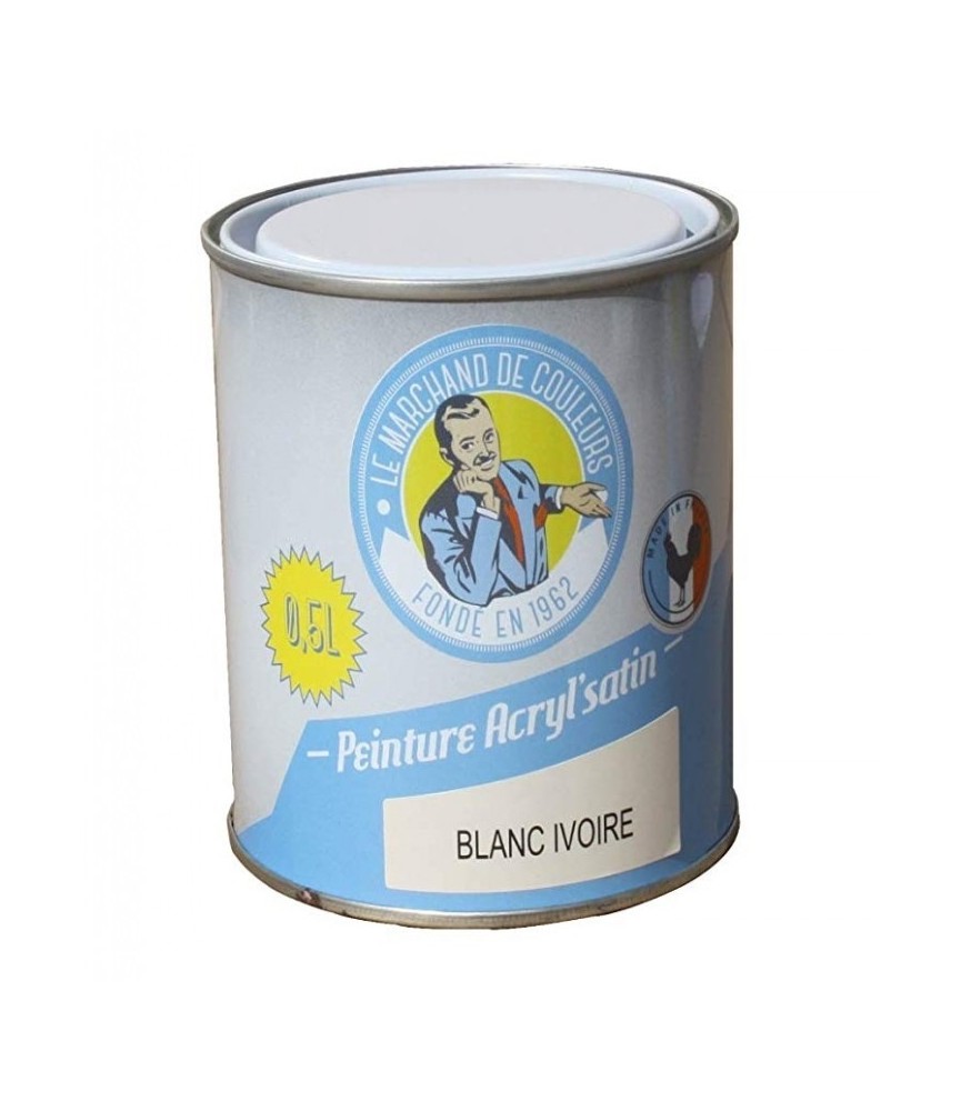 Peinture acrylique - Murs et plafonds - Satin - Blanc Ivoire - 0.5 L - ONIP
