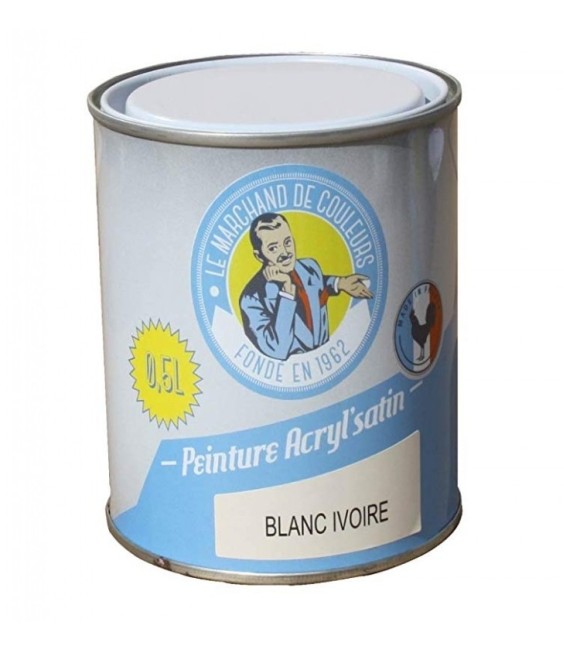 Peinture acrylique - Murs et plafonds - Satin - Blanc Ivoire - 0.5 L - ONIP