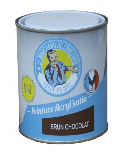 Peinture acrylique - Murs et plafonds - Satin - Brun chocolat - 0.5 L - ONIP