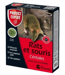 Raticide et souricide - Appâts à base de céréales - 150 Grs - PROTECT EXPERT