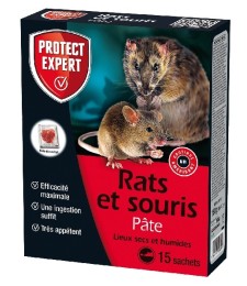 Raticide et souricide en pâte - Lieux secs et humides - 150 Grs - PROTECT EXPERT