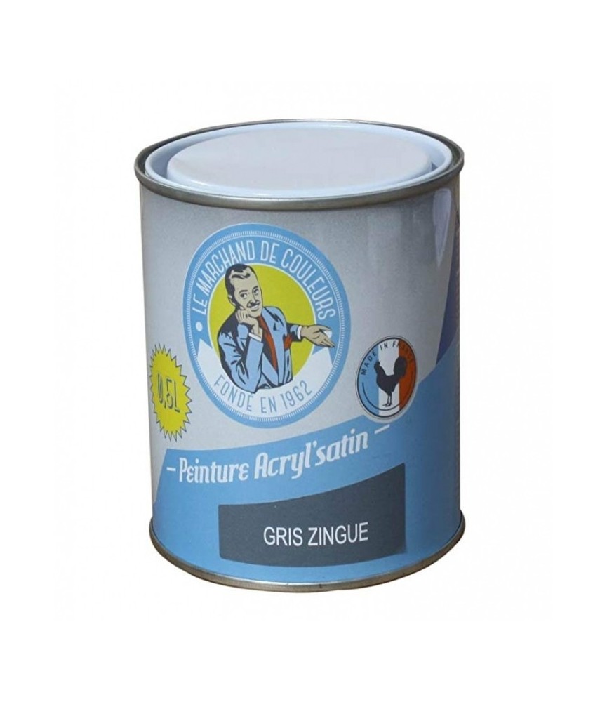 Peinture acrylique - Murs et plafonds - Satin - Gris zingué - 0.5 L - ONIP