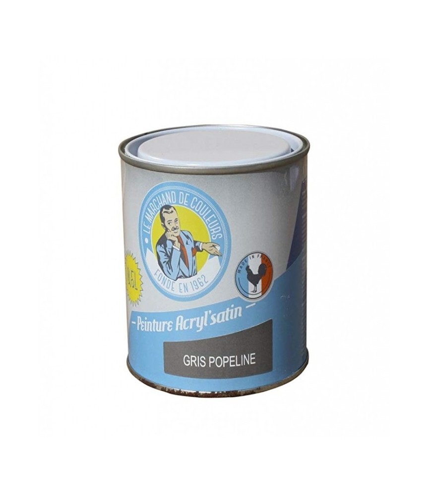 Peinture acrylique - Murs et plafonds - Satin - Gris popeline - 0.5 L - ONIP