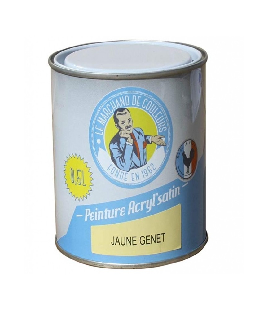Peinture acrylique - Murs et plafonds - Satin - Jaune genêt - 0.5 L - ONIP