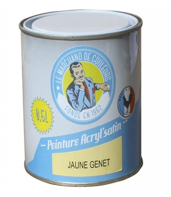 Peinture acrylique - Murs et plafonds - Satin - Jaune genêt - 0.5 L - ONIP