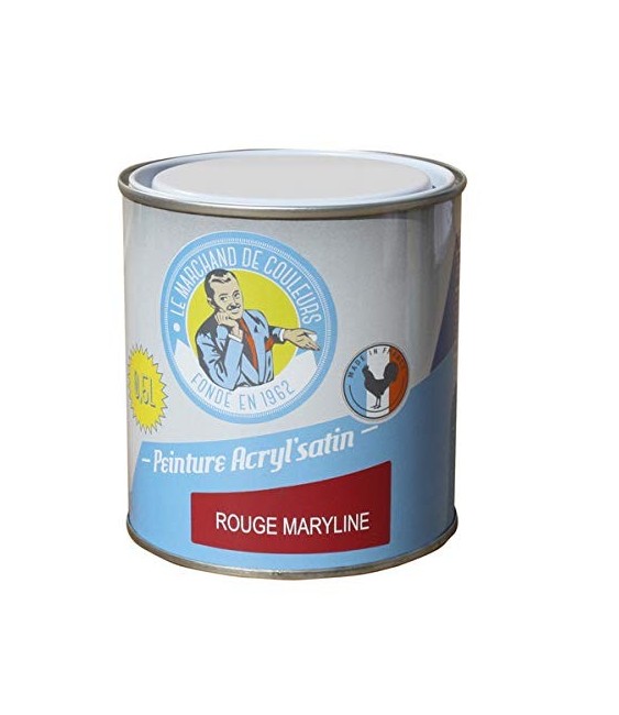 Peinture acrylique - Murs et plafonds - Satin - Rouge Marilyne - 0.5 L - ONIP