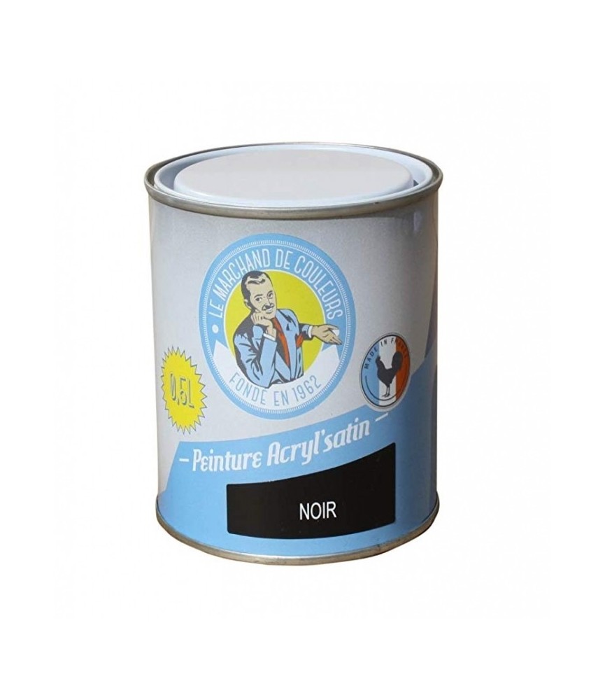 Peinture acrylique - Murs et plafonds - Satin - Noir - 0.5 L - ONIP Peinture acrylique - Murs et plafonds - Satin - Noir - 0.5 L - ONIP