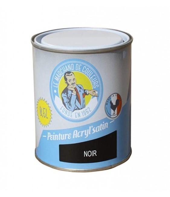 Peinture acrylique - Murs et plafonds - Satin - Noir - 0.5 L - ONIP