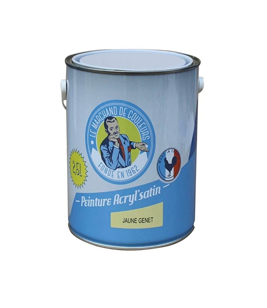 Peinture acrylique - Murs et plafonds - Satin - Jaune genêt - 2.5 L - ONIP