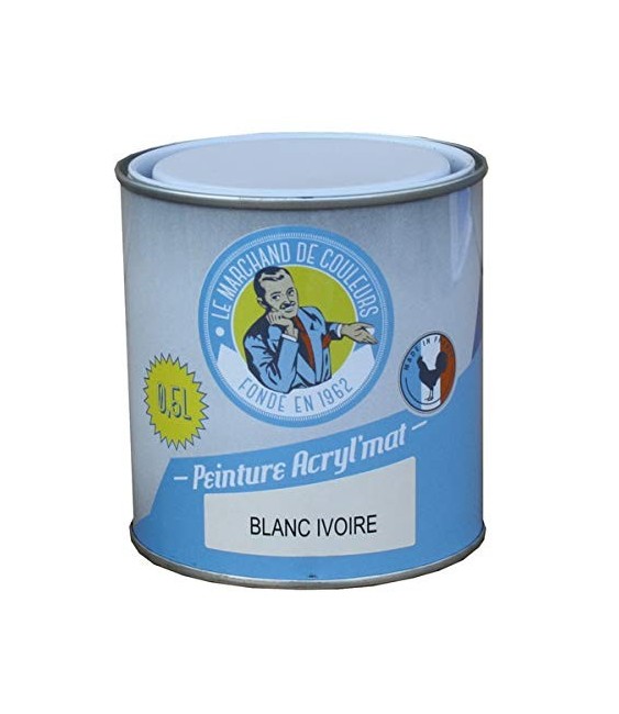 Peinture acrylique - Murs et plafonds - Mat - Blanc Ivoire - 0.5 L - ONIP