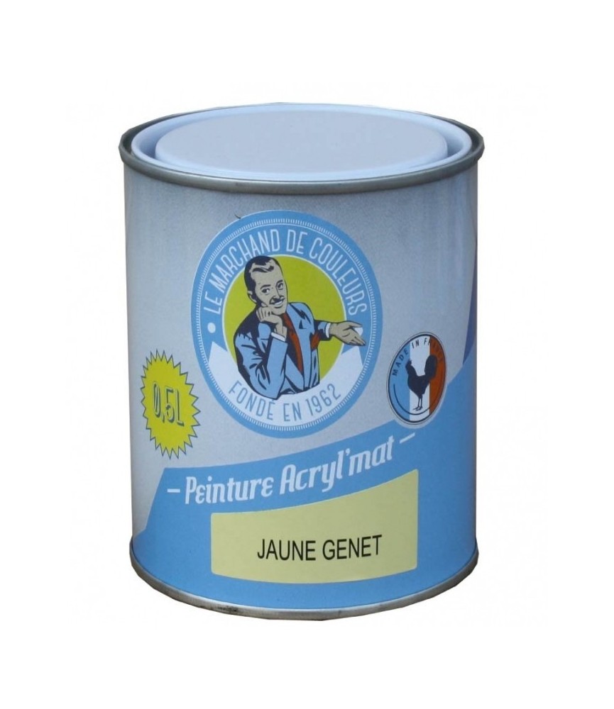 Peinture acrylique - Murs et plafonds - Mat - Jaune Genêt - 0.5 L - ONIP