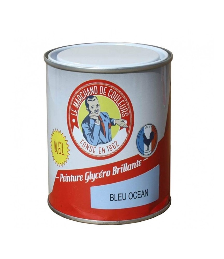 Peinture Glycéro - Bois / Métal - Brillante - Bleu Océan - 0.5 L - ONIP