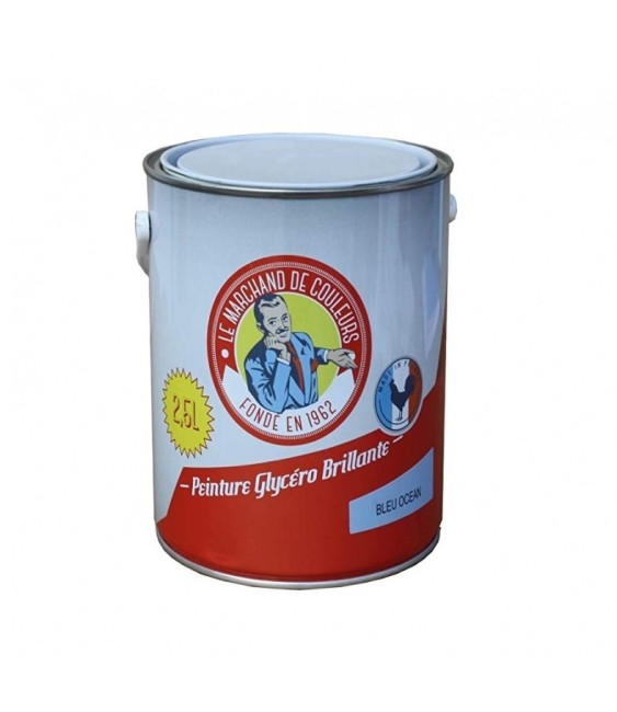Peinture Glycéro - Bois / Métal - Brillante - Bleu Océan - 2.5 L - ONIP