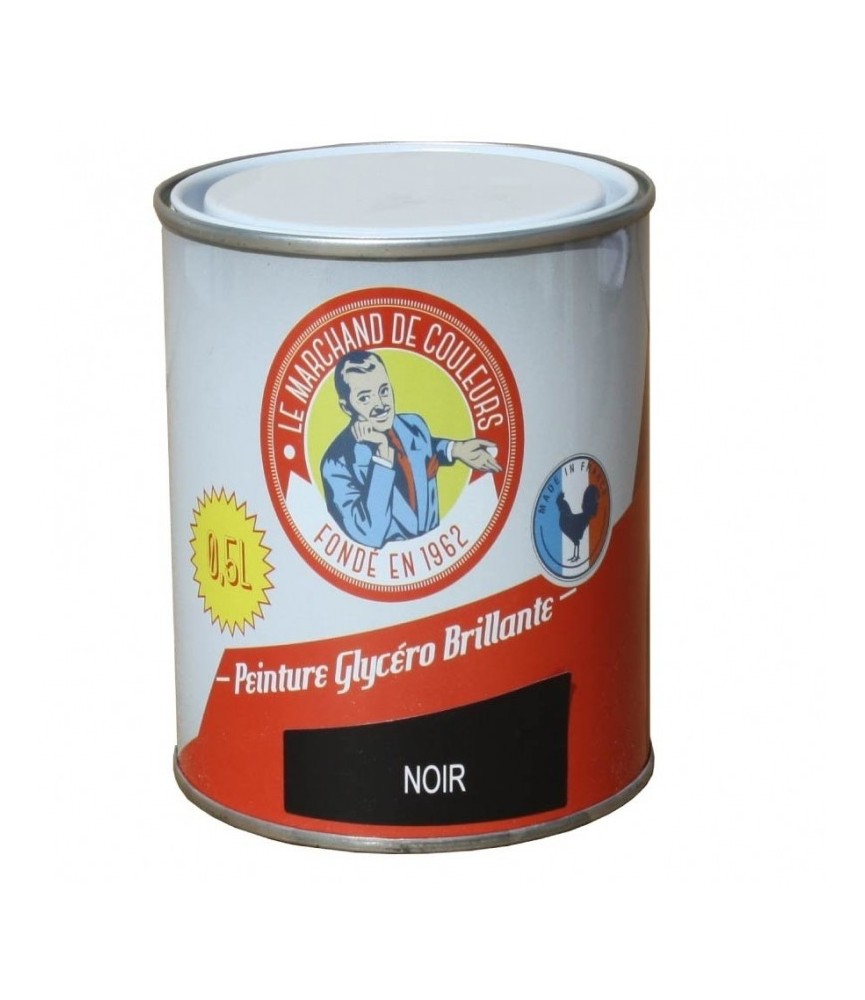 Peinture Glycéro - Bois / Métal - Brillante - Noir - 0.5 L - ONIP Peinture Glycéro - Bois / Métal - Brillante - Noir - 0.5 L - ONIP