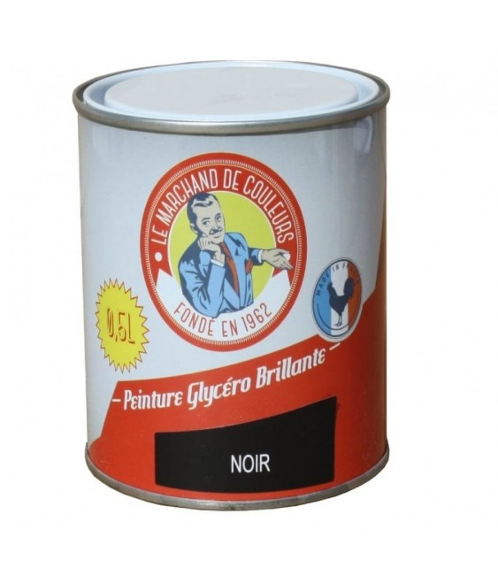 Peinture Glycéro - Bois / Métal - Brillante - Noir - 0.5 L - ONIP
