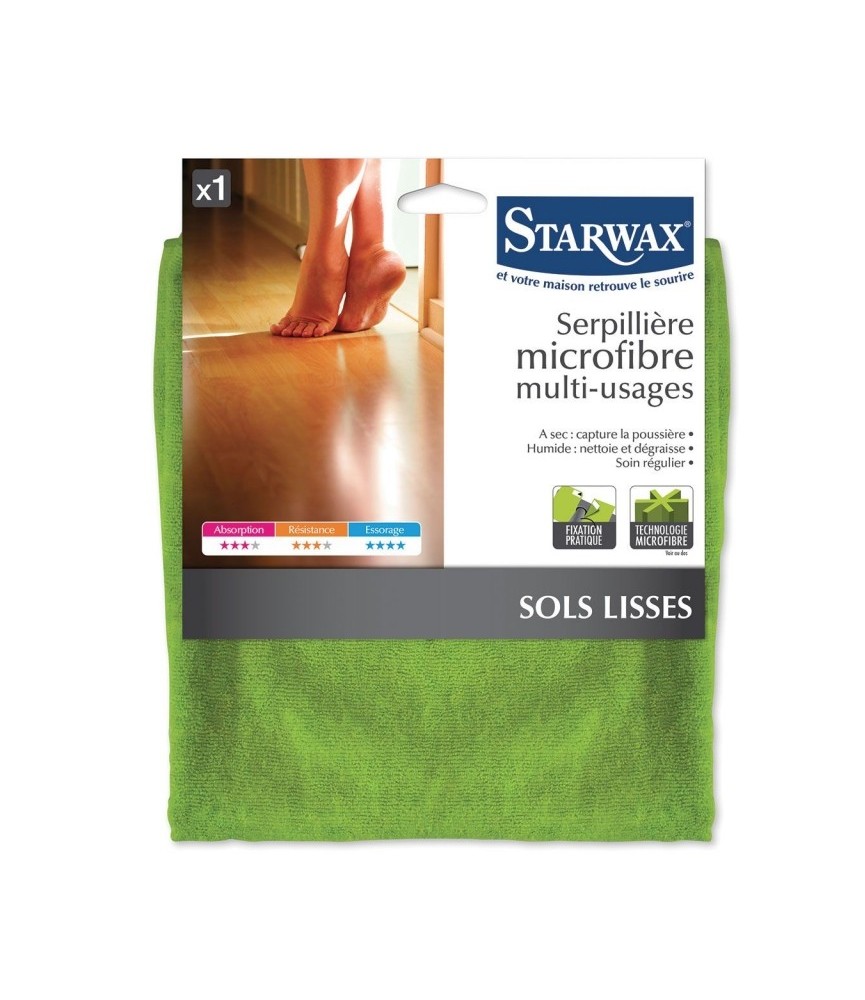 Serpillière microfibre multi-usages pour sols lisses - STARWAX Serpillière microfibre multi-usages pour sols lisses - STARWAX