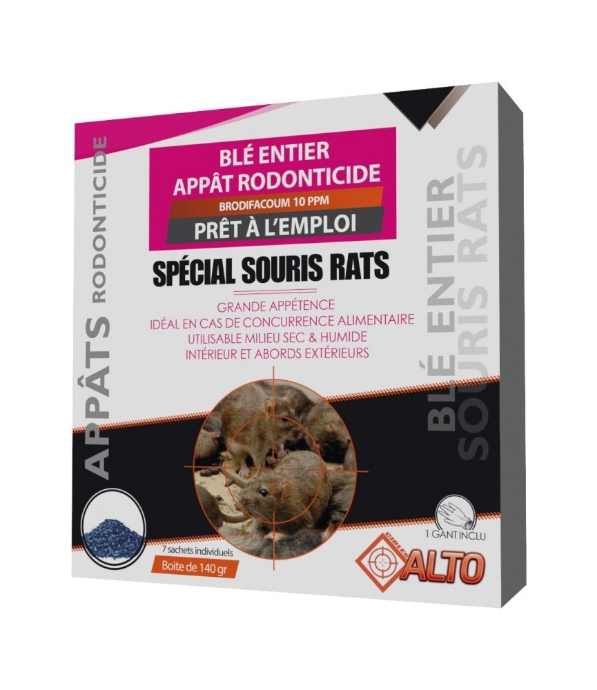 Appât raticide et souricide - Grain de blé entier - 140 grs - ALTO