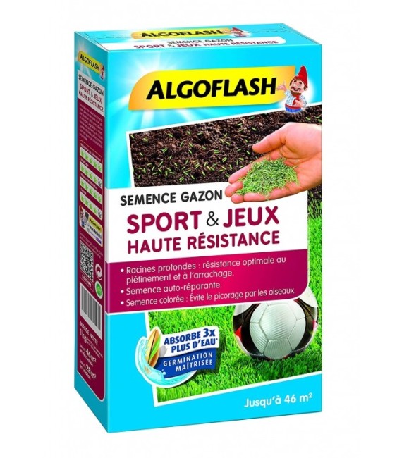 Semence Gazon Sport et Jeux Haute Résistance - 1 Kg - 46 m² - ALGOFLASH