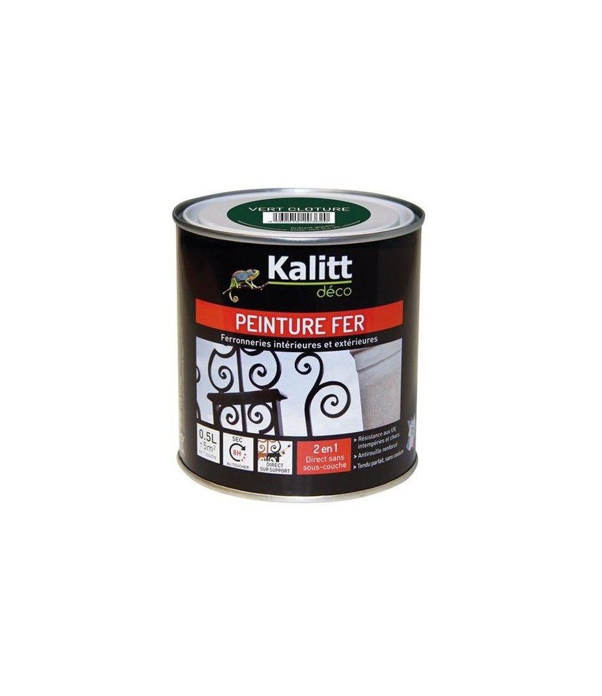 Peinture spécial Fer - Vert cloture - Brillant - 0.5 L - KALITT
