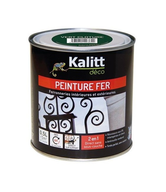 Peinture spécial Fer - Vert cloture - Brillant - 0.5 L - KALITT