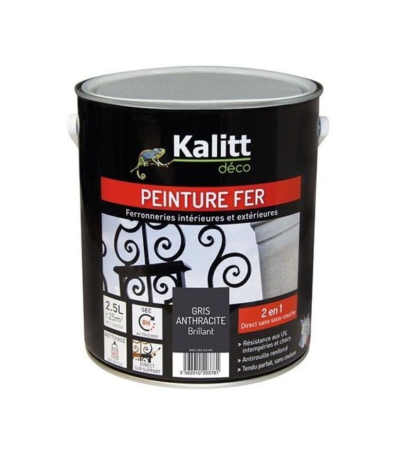 Peinture spécial Fer - Gris anthracite - Brillant - 2.5 L - KALITT