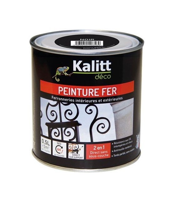 Peinture spécial Fer - Noir - Brillant - 0.5 L - KALITT