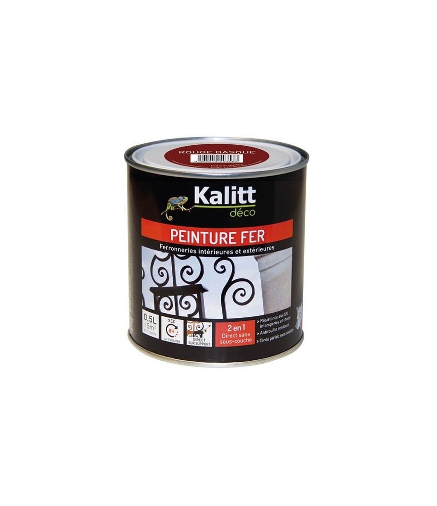 Peinture spécial Fer - Rouge basque - Brillant - 0.5 L - KALITT